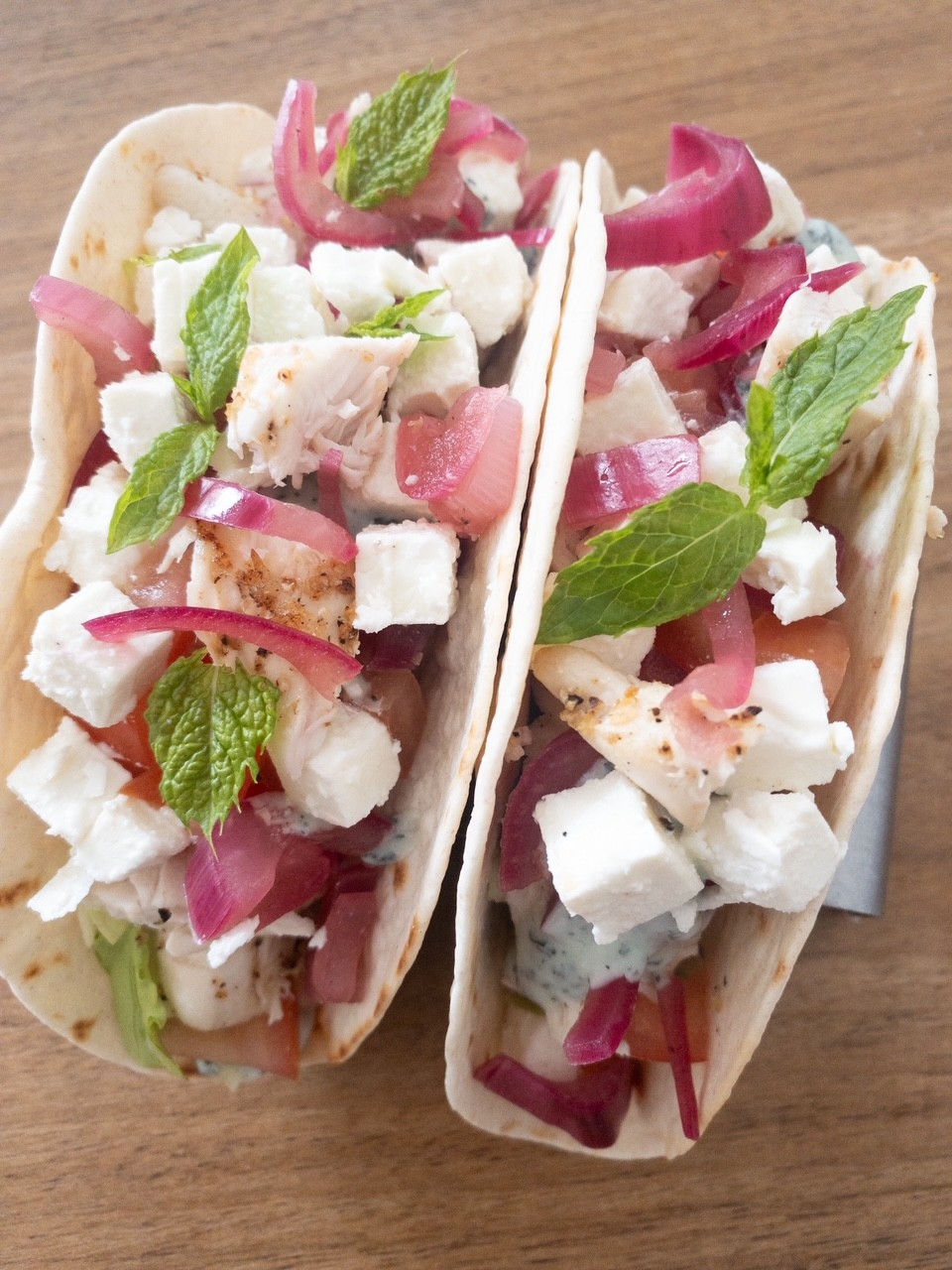 Greek chicken tacos