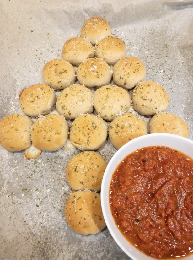 Christmas tree dough balls