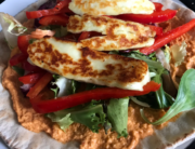 halloumi and houmous flatbread