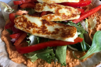 halloumi and houmous flatbread